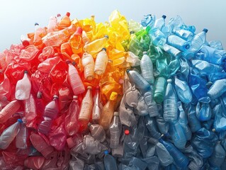 overwhelming mountain of discarded plastic bottles environmental crisis visualization stark contrast of colors and textures