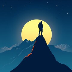 Wall Mural - silhouette of a person on the moon