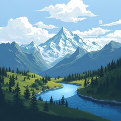 Wall Mural - lake in the mountains