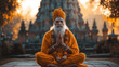 © Andres Mejia - Indian sadhu master practicing yoga and meditation at temple