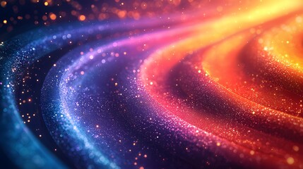 Abstract Sparkling Background with Wavy Lines and Bokeh Lights.