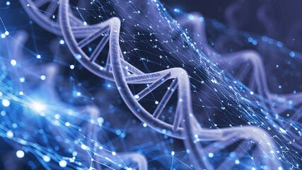 Wall Mural - spiral dna helix structure on color background.