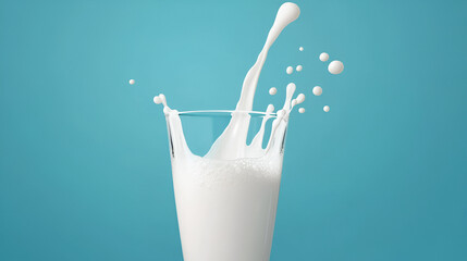 Poster - Splashing Milk in a Glass - Refreshing and Delicious