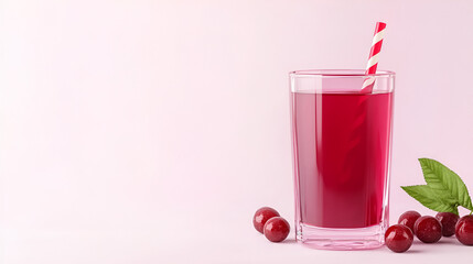 Wall Mural - Refreshing Cherry Juice with a Straw, Perfect for Summer