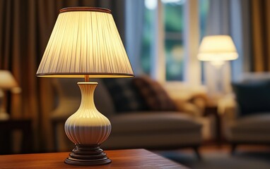 3D rendering of a lamp on a table with a detailed close up perspective