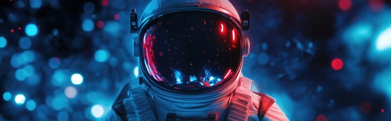 Aufkleber - Cartoon astronaut in space rendered in 3D with futuristic colors