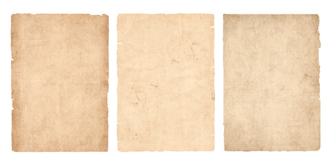 vintage old paper sheets or parchment with ripped torn edges. antique ragged worn paper textures