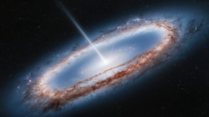 Wall Mural - Formation of a galaxy featuring a highly luminous active nucleus in vast cosmic space