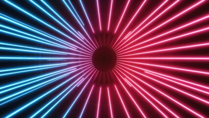 Wall Mural - Futuristic Light Ray Acceleration - Vibrant Blue and Pink Neon Speed Lines Ideal for Abstract Backgrounds