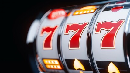 A slot machine with three reels and the numbers 1 through 7