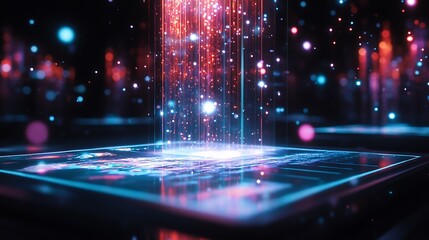 Poster - Futuristic Holographic Display Created by Lasers with 3D Image Floating in Air