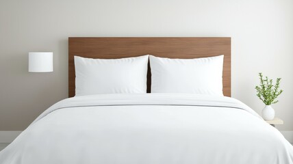 Canvas Print - A bed with white sheets and pillows