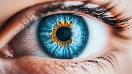 Blue Eye Looking At Exam Chart / Eye Care Concept with generative ai