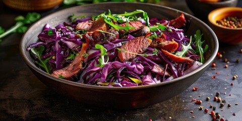 Wall Mural - Pastrami and Red Cabbage Salad