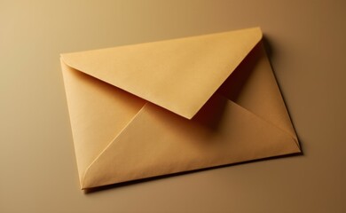 Canvas Print - A brown envelope with a folded flap sits on a table