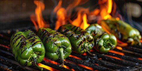 Sticker - Charred green peppers over an open flame