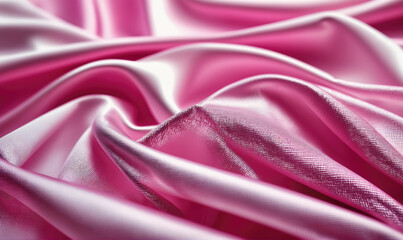 Pink satin fabric draped in soft, flowing folds