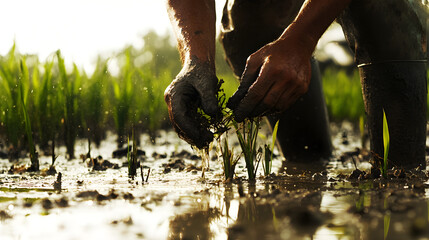 Person s Hands Touching Muddy Soil with Lush Green Grass