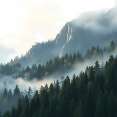 Wall Mural - mist over the mountains