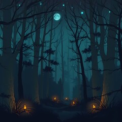 Wall Mural - halloween night scene