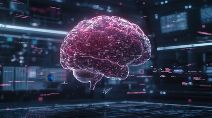 Wall Mural - digital brain hologram artificial intelligence concept