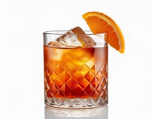 Old fashioned cocktail drink isolated