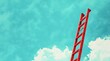 © Lucky Vision - Red ladder leading towards bright blue sky with clouds