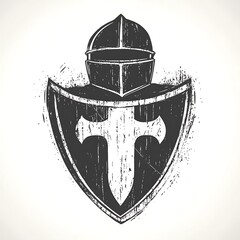 A Knight's Shield and Helmet with a Cross