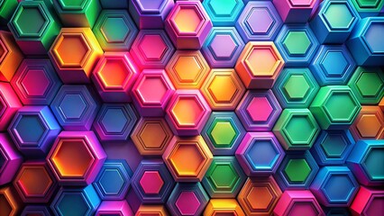 Futuristic hexagonal pattern with vibrant colors , technology, abstract, geometric, digital, futuristic, design, vibrant