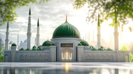 make me a background about the birthday of the prophet muhammad 4k, realistic, and copy-space with generative ai