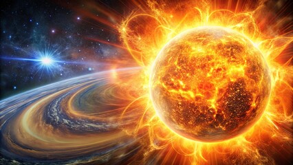 Solar explosion with mass ejection from burning sun causing magnetic storm