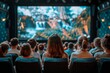 © denklim - Audience enjoying a movie in a cozy theater with a vivid screen presentation in the evening