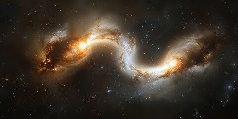 Aufkleber - A cosmic bridge between two galaxies, formed by tidal forces, with streams of stars and gas connecting them in a delicate dance