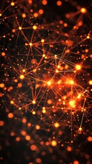 Wall Mural - digital network connections, abstract design, glowing nodes, dark background