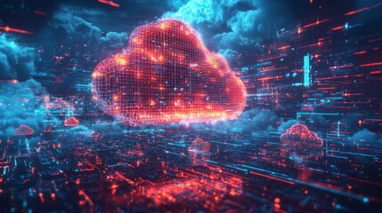 Wall Mural - automated cloud services management, ai-driven systems managing and optimizing diverse cloud service