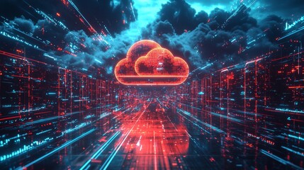 Wall Mural - automated cloud services management, ai-driven systems managing and optimizing diverse cloud service
