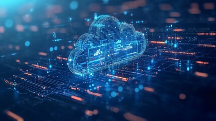 Wall Mural - innovative cloud services architecture, multi-layered services seamlessly connected in a digital env