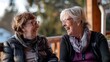 © Pen - Two older women enjoying a laughter-filled moment on the porch exuding warmth humor and heart
