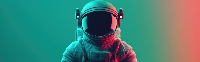 Aufkleber - Isolated astronaut in 3D cartoon rendering on a green background ideal for photocompositing applications
