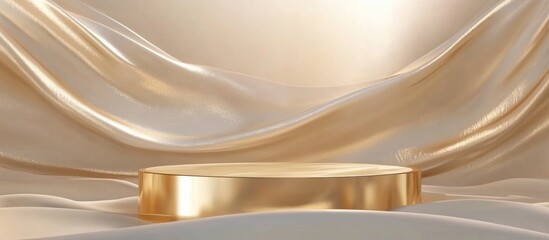 Leinwandbilder - 3D rendering of an abstract luxurious gold podium for product showcasing background