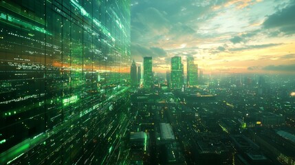 Wall Mural - optimized cloud security environment, energy-efficient systems and green technology, focusing on sus