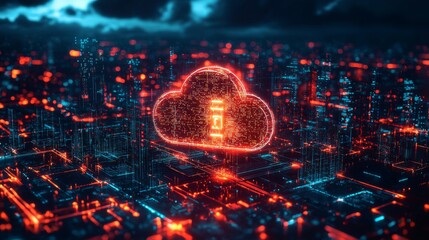 Wall Mural - high-performance cloud security systems, encrypted data streams protected by advanced firewalls and 