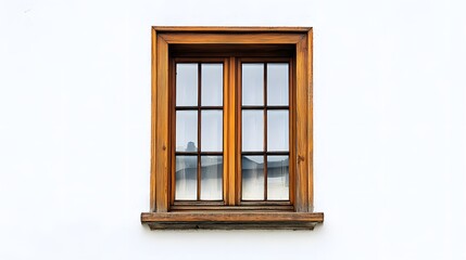 12. **A traditional double-hung window with wooden sashes, displayed on a pristine white background.