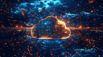Wall Mural - intelligent cloud infrastructure management, advanced ai-driven interface managing digital pathways 