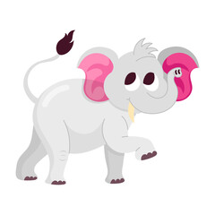 Canvas Print - Cartoon style sticker of baby elephant walking 

