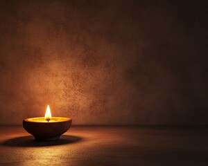 Diya lamp, glowing with warm light