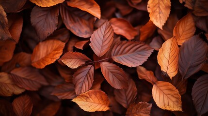 Wall Mural - vivid autumn leaves in shades of orange and brown blanket the forest floor during a sunny afternoon 