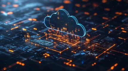 Wall Mural - intelligent cloud data management interface, with advanced ai-driven controls, managing data flows i