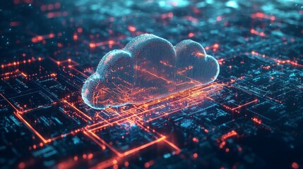 Wall Mural - intelligent cloud data management interface, with advanced ai-driven controls, managing data flows i
