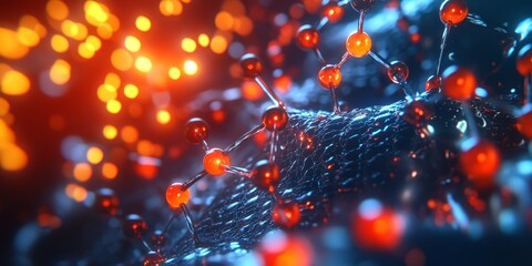 Wall Mural - a catalytic reaction on a metal surface, with gas molecules interacting and releasing energy, highli